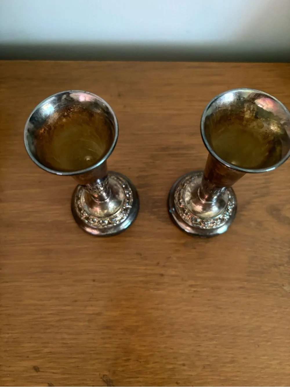 Antique-Inspired Silver Tone Pair of Bud Vases